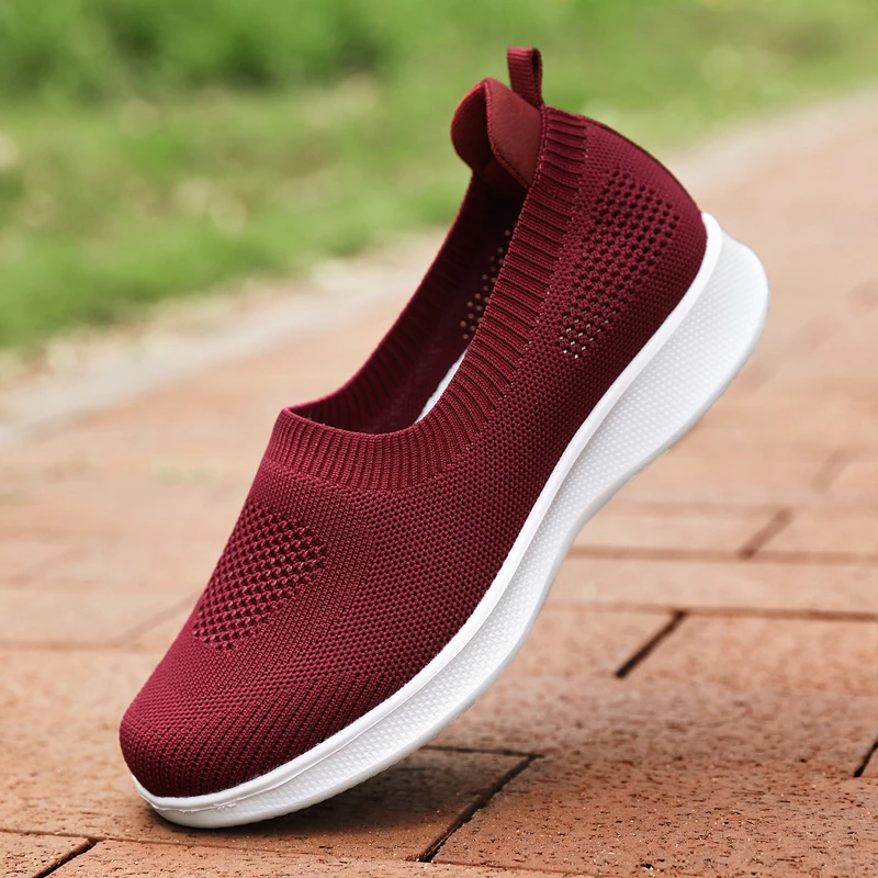 

Comfortable New Style Shallow Mouth Flying Knitting Shoes Middle-Aged And Elderly Walking Shoes Mother Shoes One Foot Pedal