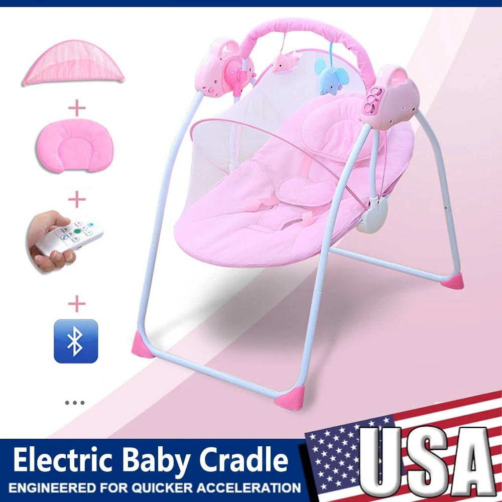 

Складная умная электрическая детская колыбель с москитной сеткой, MP3-музыкальная спальная кровать, Bluetooth-пульт дистанционного управления, кресло-качалка, детское гнездо