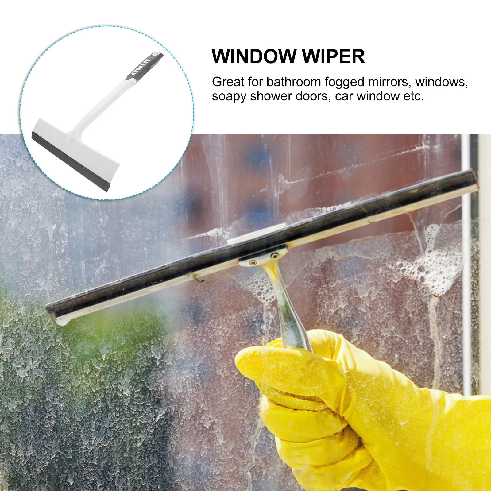 

1pc Glass Cleaning Tool Window Squeegee Durable Plastic Ergonomic Handle Wet Dry Use For Bathroom Kitchen Balcony Floor Water