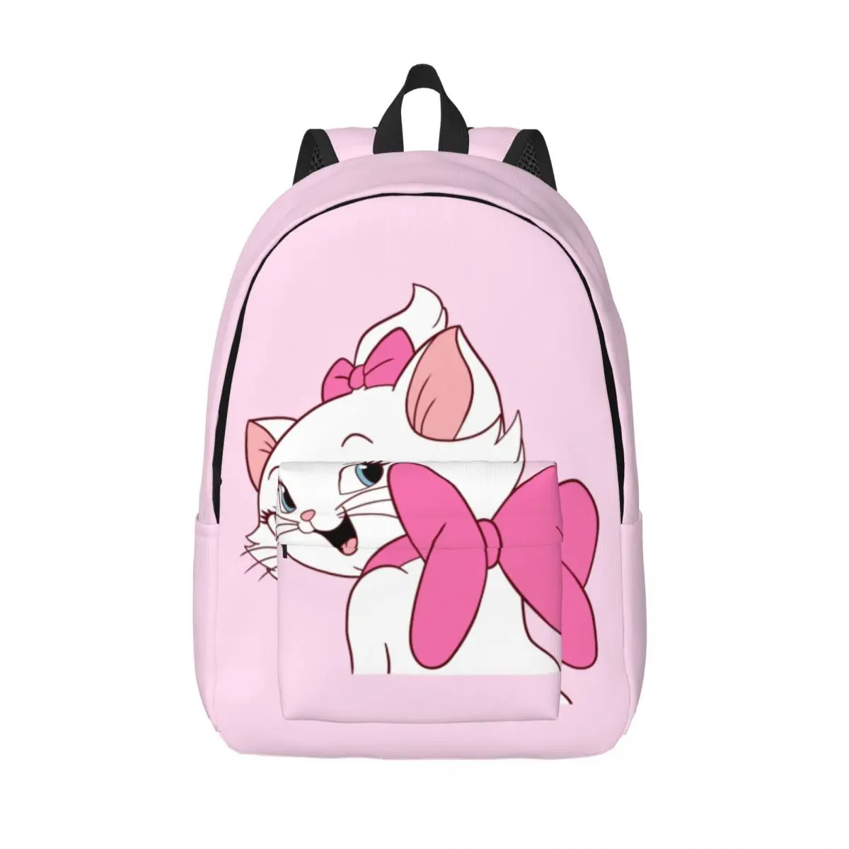 Custom Baby Kitten With Bows Looking Back Canvas Backpacks Waterproof School College Marie Girly Cat Film Bag Printing Bookbags