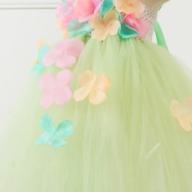 فستان توتو لفتاة الزهور لحفلات الزفاف، فساتين طويلة للفتيات، أزياء الأميرة الزهور للأطفال والبنات، هدايا عيد الميلاد