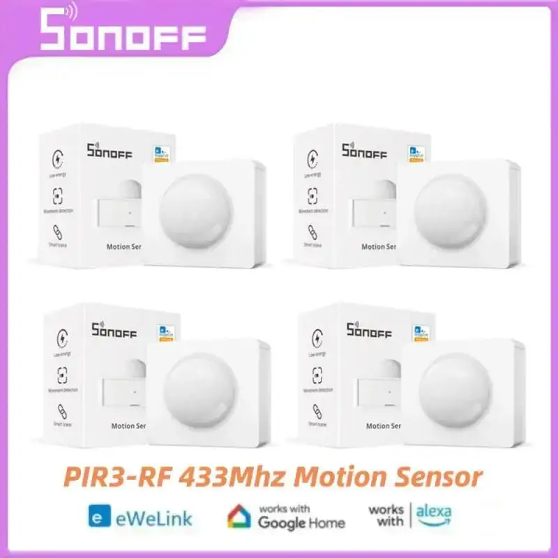 SONOFF PIR3-RF 433Mhz Smart Motion Sensor Work With SONORF Bridge Via EWeLink APP Alarm Notification Smart Scene For Smart Home