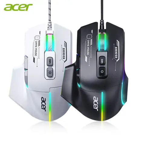 Acer Gaming Mouse Omw950 Rgb Luminous 7200Dpi Home Office 7-Key Macro Programming Wired Mouse For Desktop Computers Laptop PC