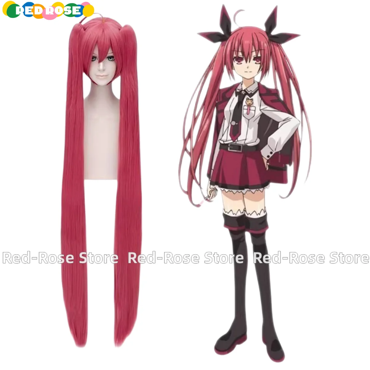 Disfraz de Cosplay de Anime Kotori Itsuka para mujer, traje de fiesta de Navidad Sexy, peluca de comandante Ratatoskr, falda de uniforme Jk rojo