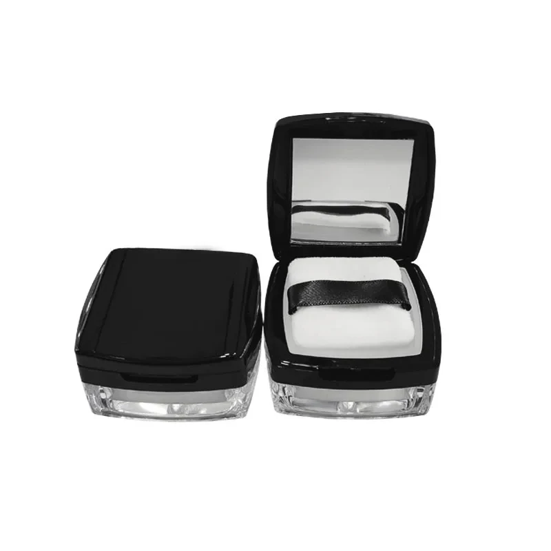 Make-up kompakte tragbare lose Box Kunststoff lose Glas mit Sichter leerer Kosmetikbehälter schwarz matte Kappe