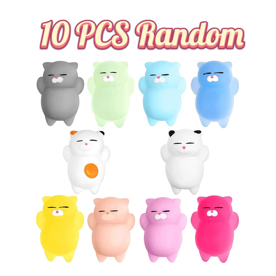 

10 PCS Random Mochi Squishy Fidget Mini Cute Cat Anti Stress Relief Sensory Squeeze Christmas Gift Toy for Adult Kid