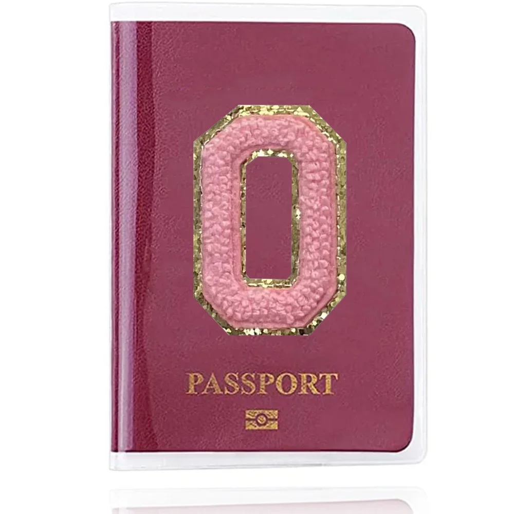 Clear Passport Holder Cover Bags PVC Waterproof Passport ID Business Credit Card Cover Case Protective Bags Pink Letter Series