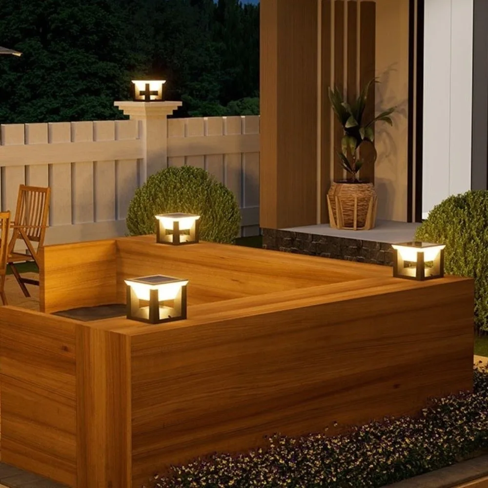 

Водонепроницаемые колонные фонари на солнечной энергии, эффективные 3 режима освещения, уличная лампа на столбе, атмосфера, палуба, фонарь, двор, пейзаж