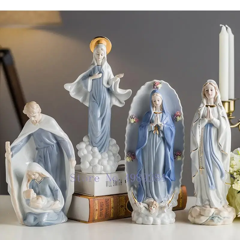 Ceramic Ornaments Figure Decoration Figurine Christianity Madonna Statue Religious Articles Human Body Sculpture Crafts