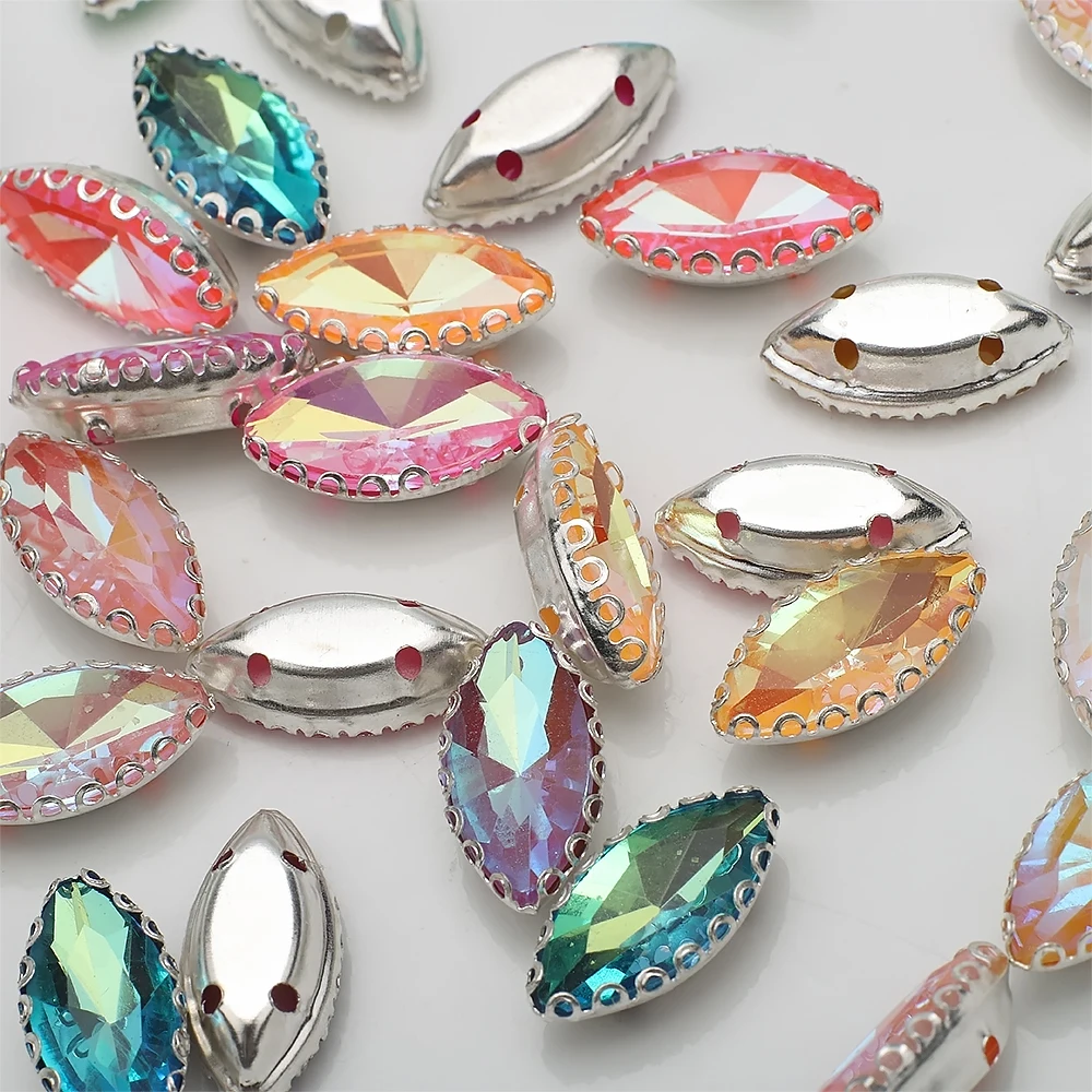 

8X16MM 20Pcs Horse Eye Water Diamond Colored Handsewn Diamond DIY Clothing Headwear Wedding Shoes and Hat Jewelry Accessories