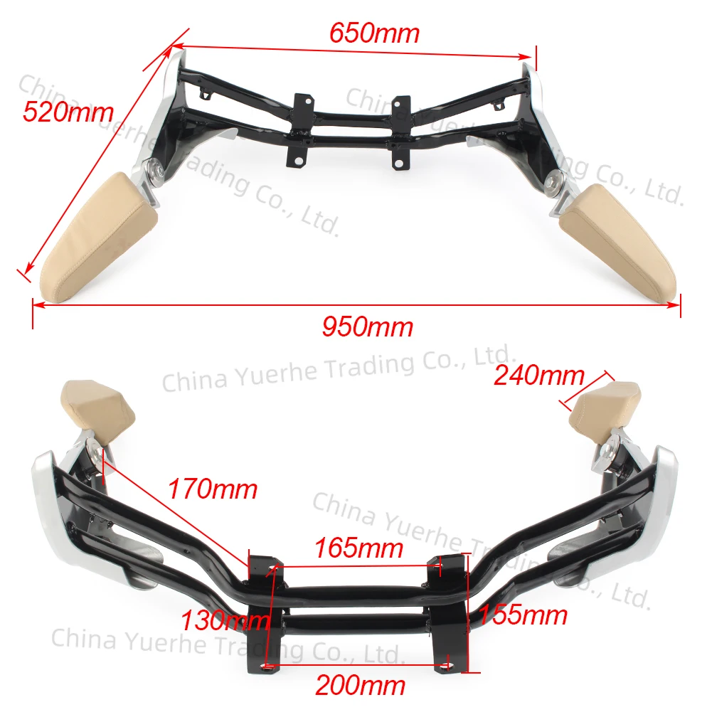 

Beige Motorcycle Rear Passenger Arm Rest Frame Armrest Pillion Set For BMW K1600GTL K1600 GTL 2010 2011 2012 2013 2014 2015-2018