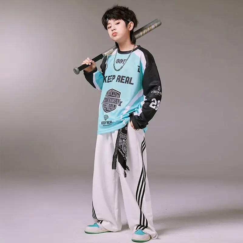 Trajes de escenario de Jazz para niños, camisa de gran tamaño de Hip Hop, pantalones de baile callejero, ropa de calle para niñas, Tops para correr, conjunto de ropa deportiva para niños
