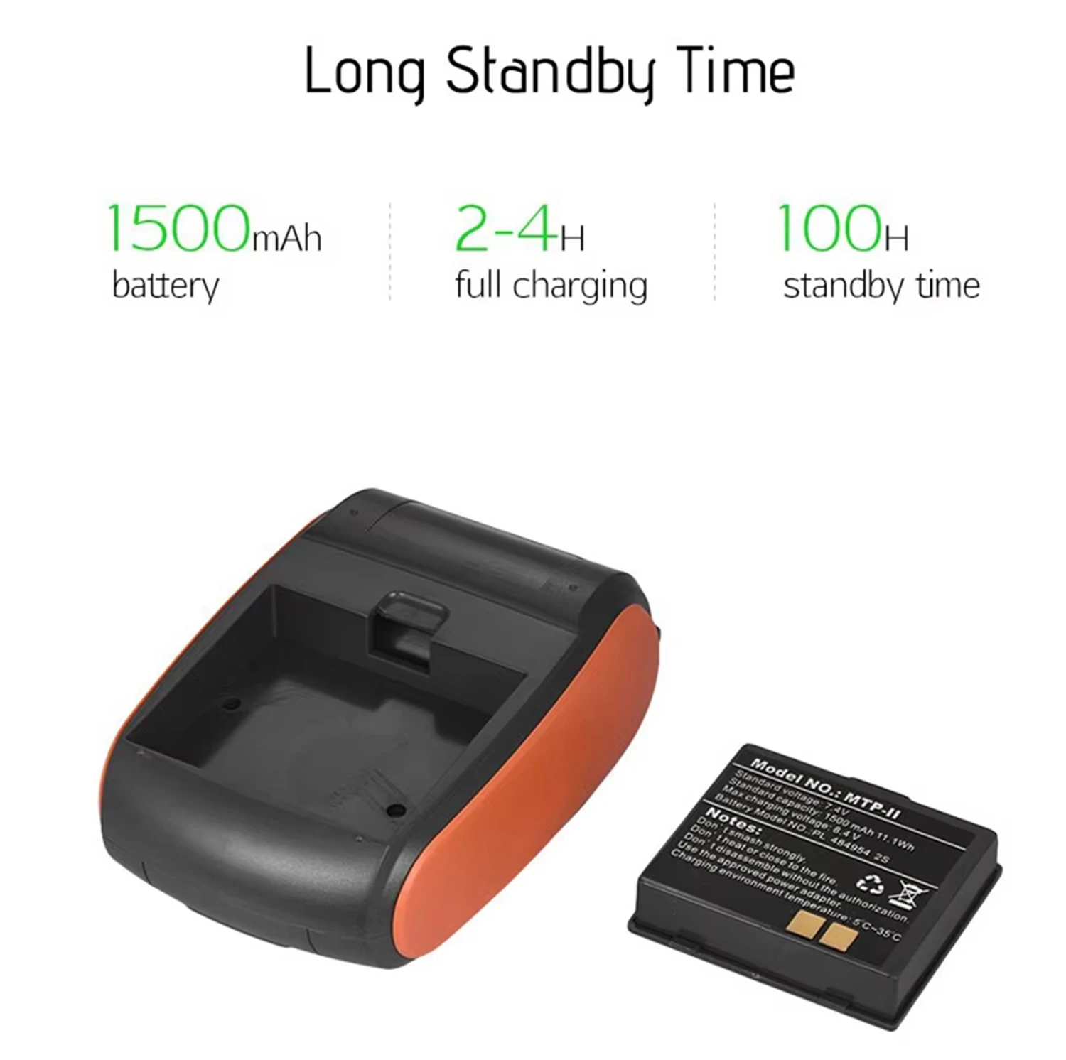 طابعة حرارية صغيرة محمولة مقاس 58 مم مقاس 2 بوصة، طابعة إيصالات تذكرة بلوتوث POS متوافقة مع نظام Android/iOS/Windows