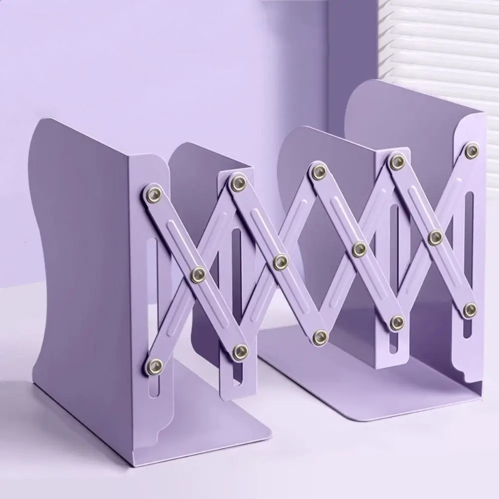 

New Retractable File Sorter Rack Metal Foldable Display Bookshelf Home Office Magazine File Bookstand Bookends