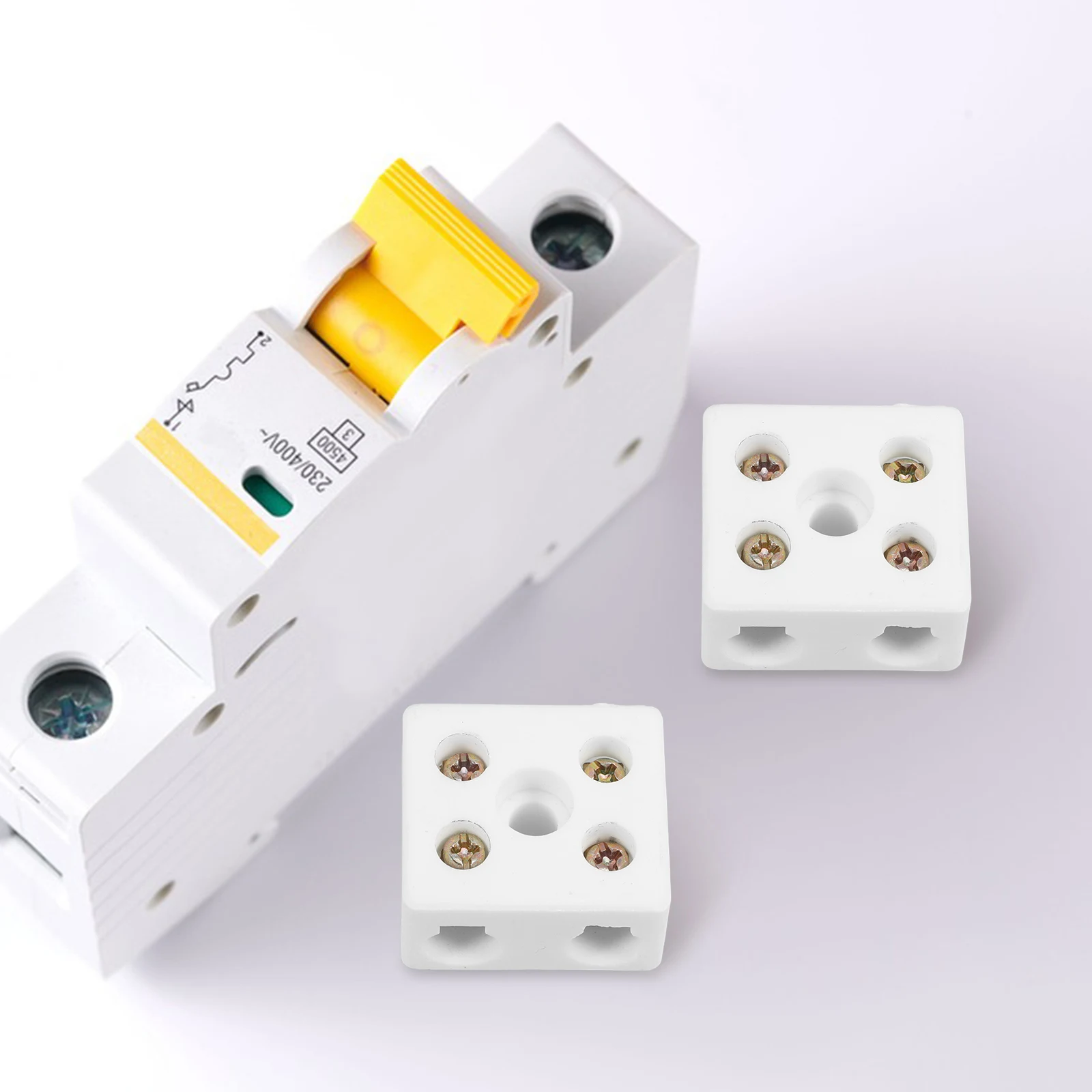 

6Pcs Dual Row Ceramic Terminal Blocks Porcelain Connectors 5 Hole 2 Position High Temp Terminal Block for Electrical Wire Cable