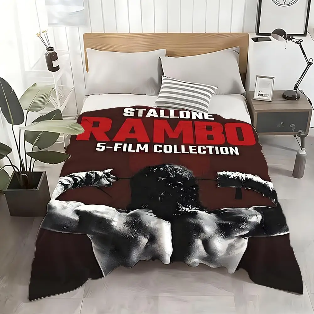 Manta de Franela con Diseño de la Película Rambo: Suave, Apta para Niños, Cálida, Antiestática, Lavable, para Todas las Estaciones, para Sofá, Cama y Hogar