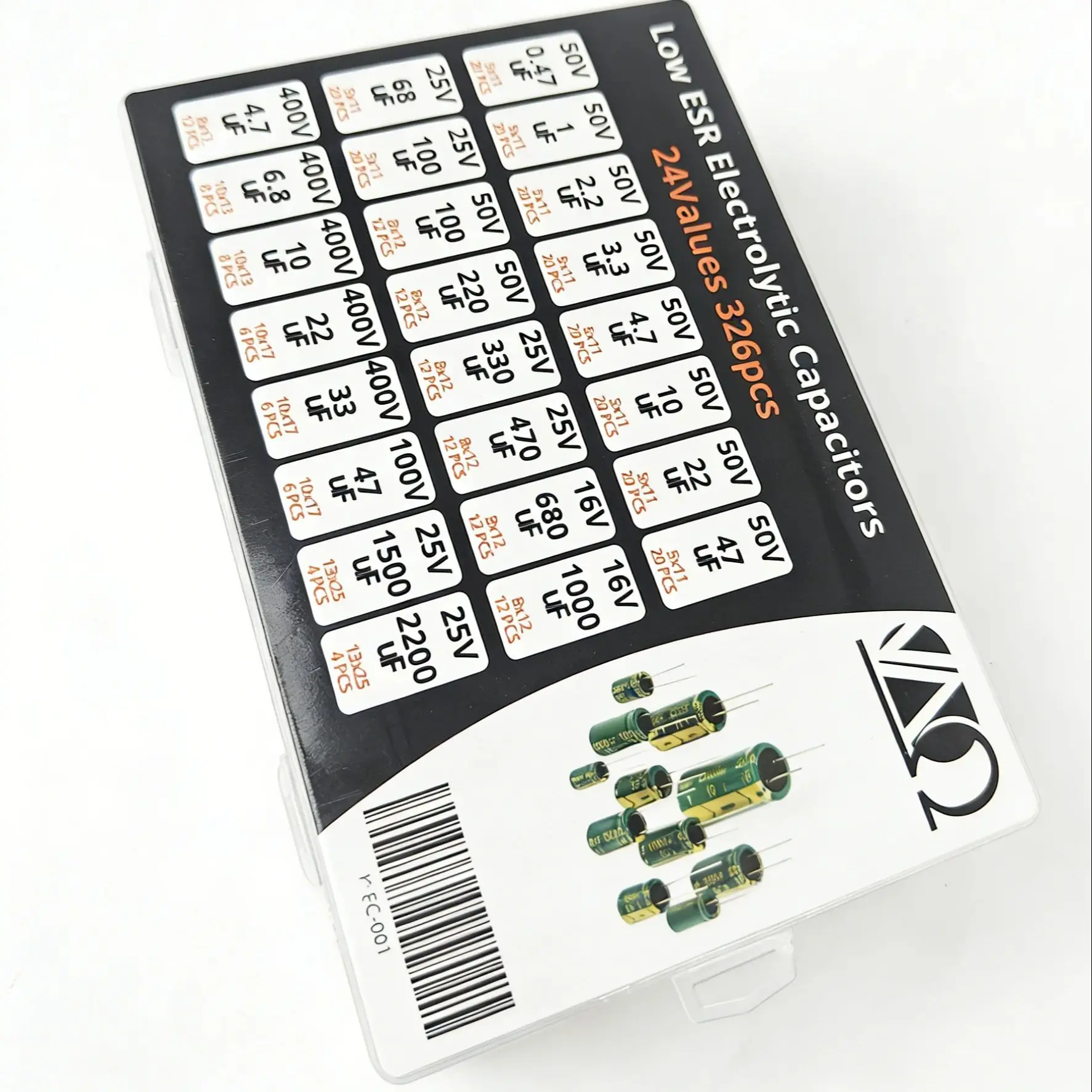 Low ESR Electrolytic Capacitors 24Values 326pcs 5X11  8X12  10X13  10X17  13X 25