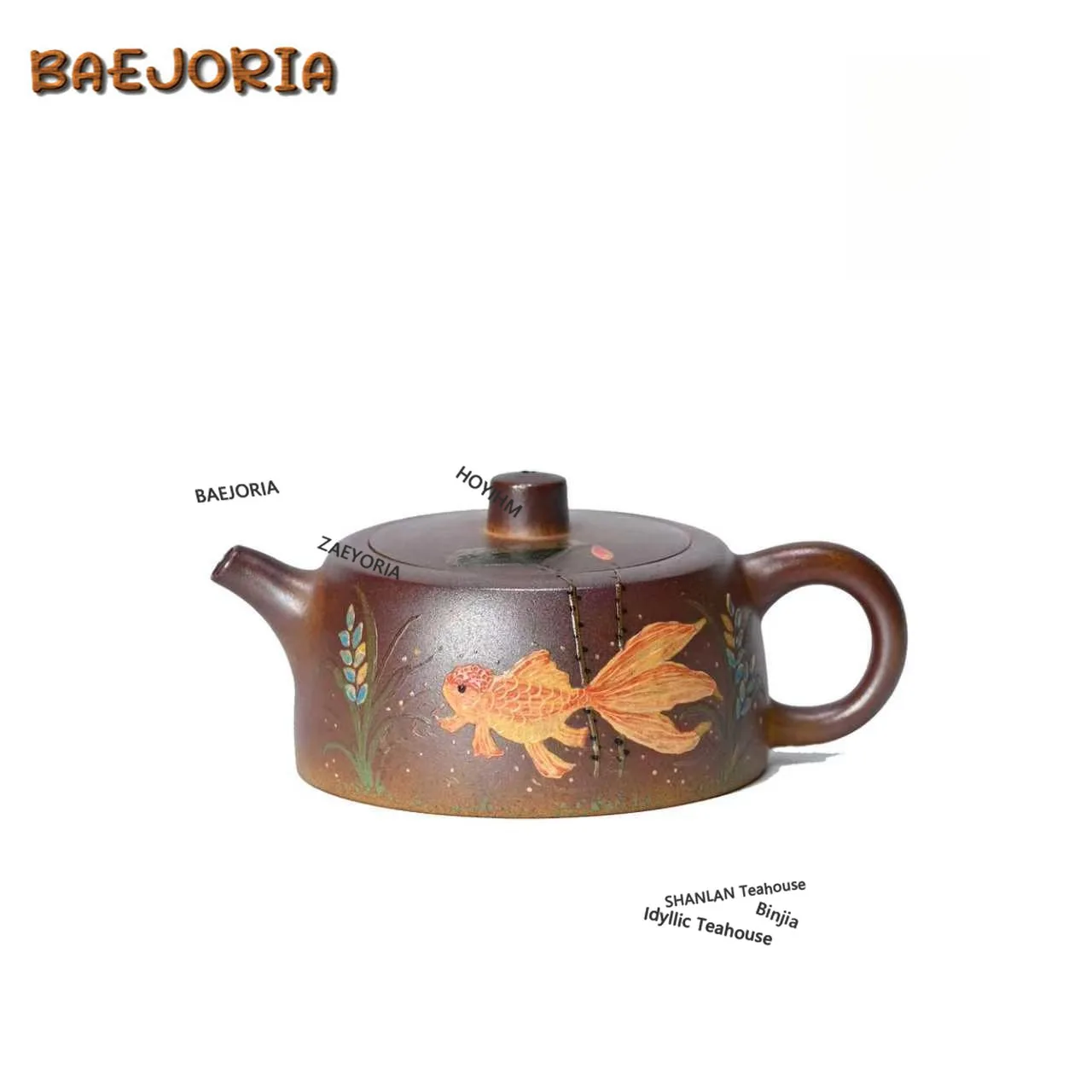 BAEJORIA 150ml Exquisite Yixing Purple Clay Teapots Handmade Goldfish Pot Raw Ore Section Mud Kettle Zisha Tea Set Accessories