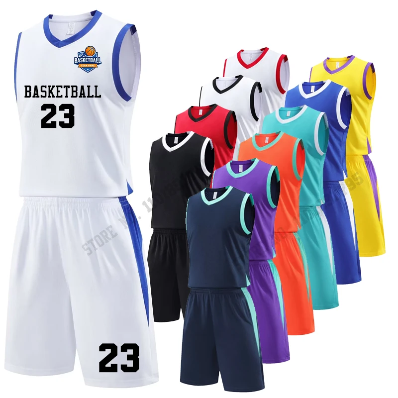 High Quanlity Basketball Jersey Sets for Men basketball uniform Unisex Sport suit Clothes Breathable jerseys set Customize shirt