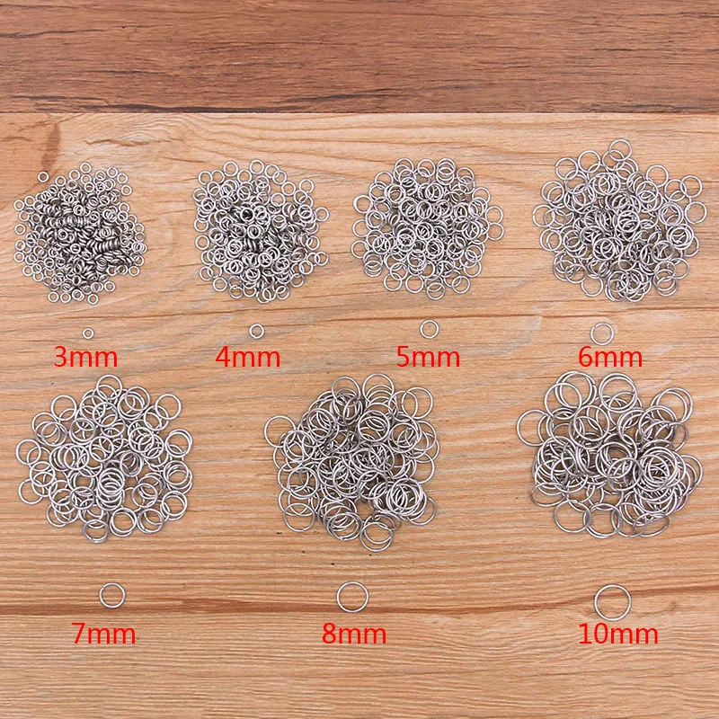 100PCS 9 Size  Stainless Steel  Open Ring For DIY Necklace Bracelet Chain Fashion Jewelry Making Findings