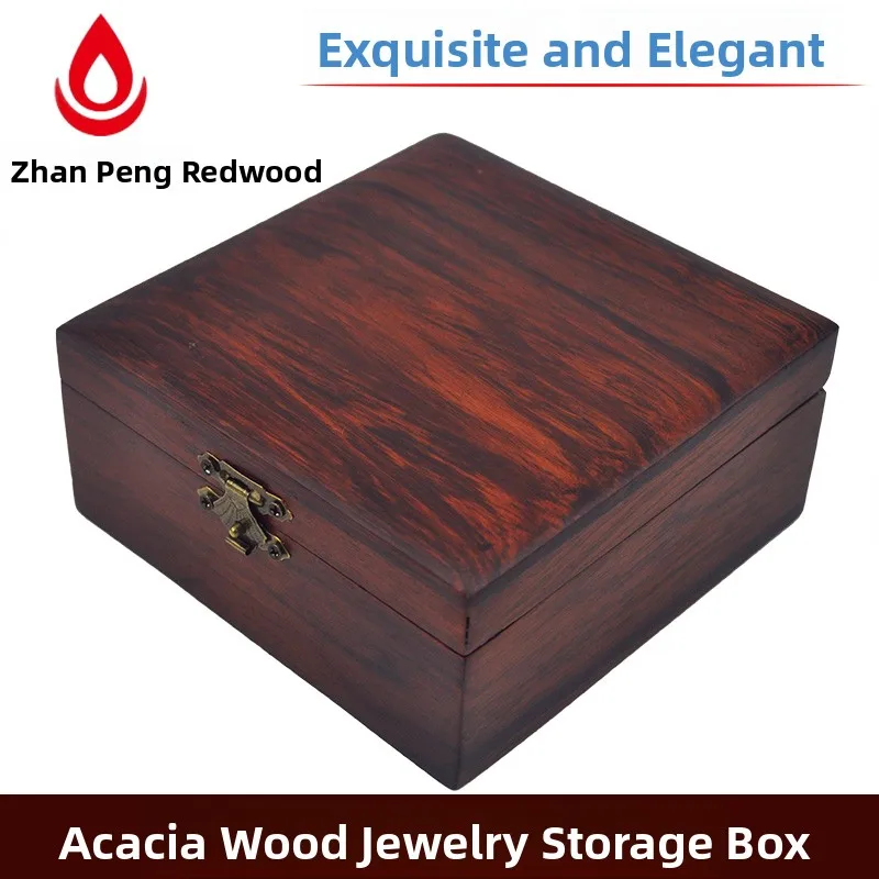 

Шкатулка для драгоценностей из красного сандалового дерева, китайский Sle, простой шарнирный чехол, органайзер для хранения, деревянная косметичка ручной работы для всех