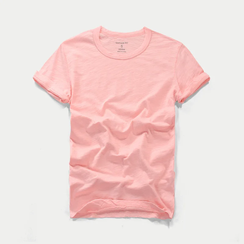 Men's Slim Fit round Neck T-Shirt Short Sleeve Clean Fit Style Non-fading PU Leather Fabric Citywalk Suitable Nine Points Sleeve