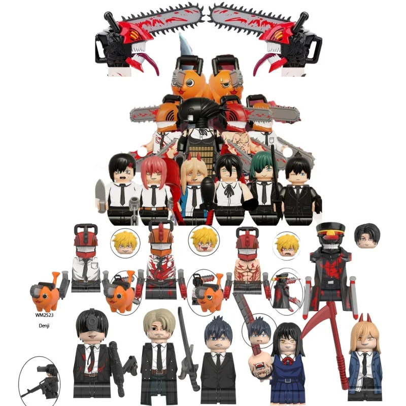 Anime Chainsaws Man Pochita Makima Power Kishibe Mitaka Asa Building Blocks Mini Action Figures Bricks DIY Toys gifts for Kids