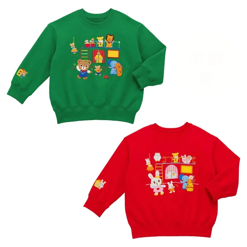 

Осенние японские детские толстовки с кроликом и медведем, толстовка с капюшоном для маленьких мальчиков, весенние топы с длинными рукавами для девочек, базовый слой