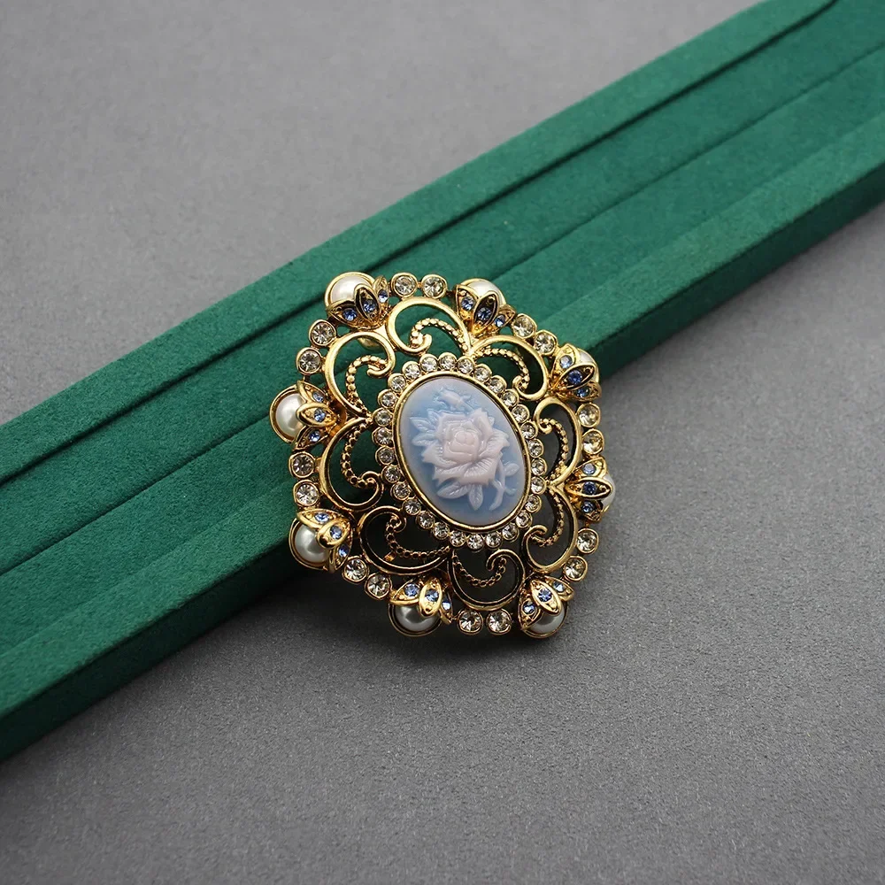 Ancient Roman Medieval Relief Brooch Vintage Engraving Flower Brooch