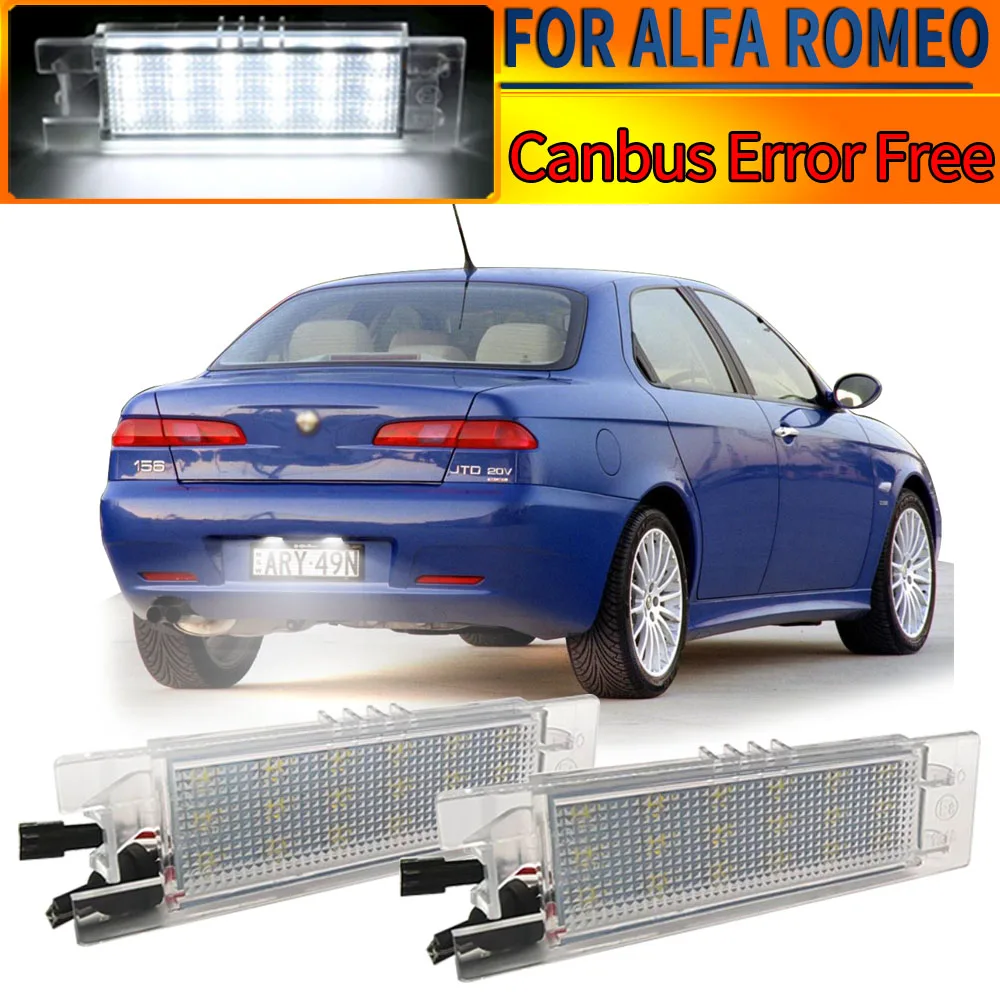 

2Pcs For Alfa Romeo 147 156 159 166 Brera Giulietta Type 940 MiTo Romeo GT Spider 939 LED License Plate Light Canbus No Error