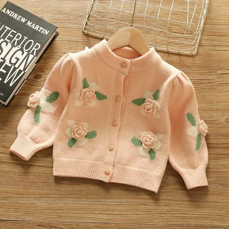 0-5 Y Girls Cardigan Sweater Spring and Autumn Fashionable Children Baby Sweater Coat Little Girl Knitted Cardigan Jacket