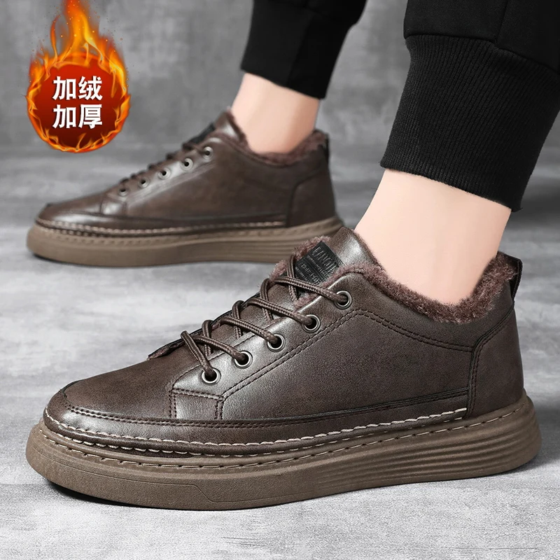 

2025 Men's Comfortable Cotton Shoes Winter Outdoor Plus Velvet Cold-proof Sports Shoes Men's Lightweight Soft-soled Casual Shoes