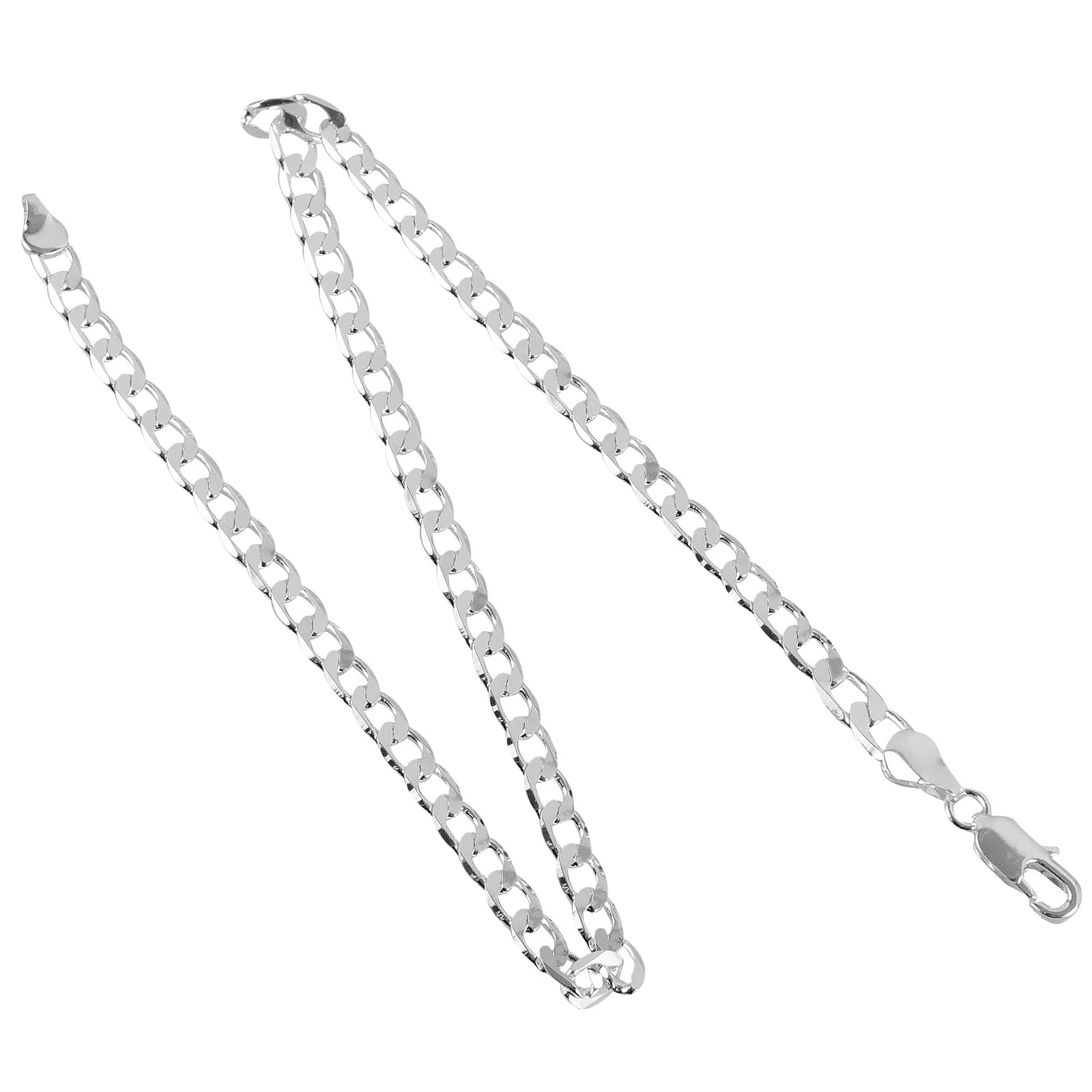 

Flat Side Chain Necklace Fashionable Silver Chain Jewelry for Women Men Everyday Wear Necklace for Women Jewelry