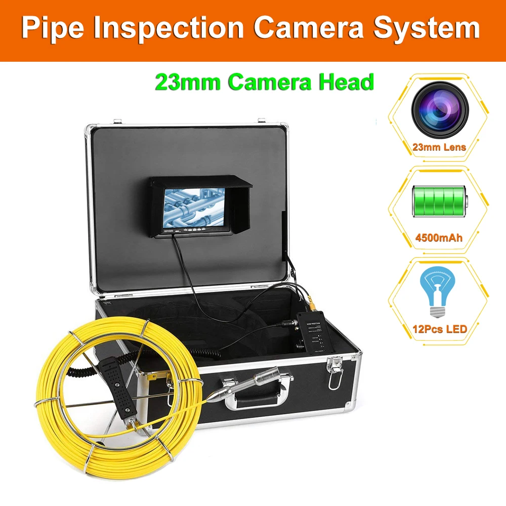 

1000TVL 23MM/17MM/6.5MM Lens Snake Industrial Endoscope 7" LCD 20M Cable Handheld Sewer Pipe Drain Inspection Camera System