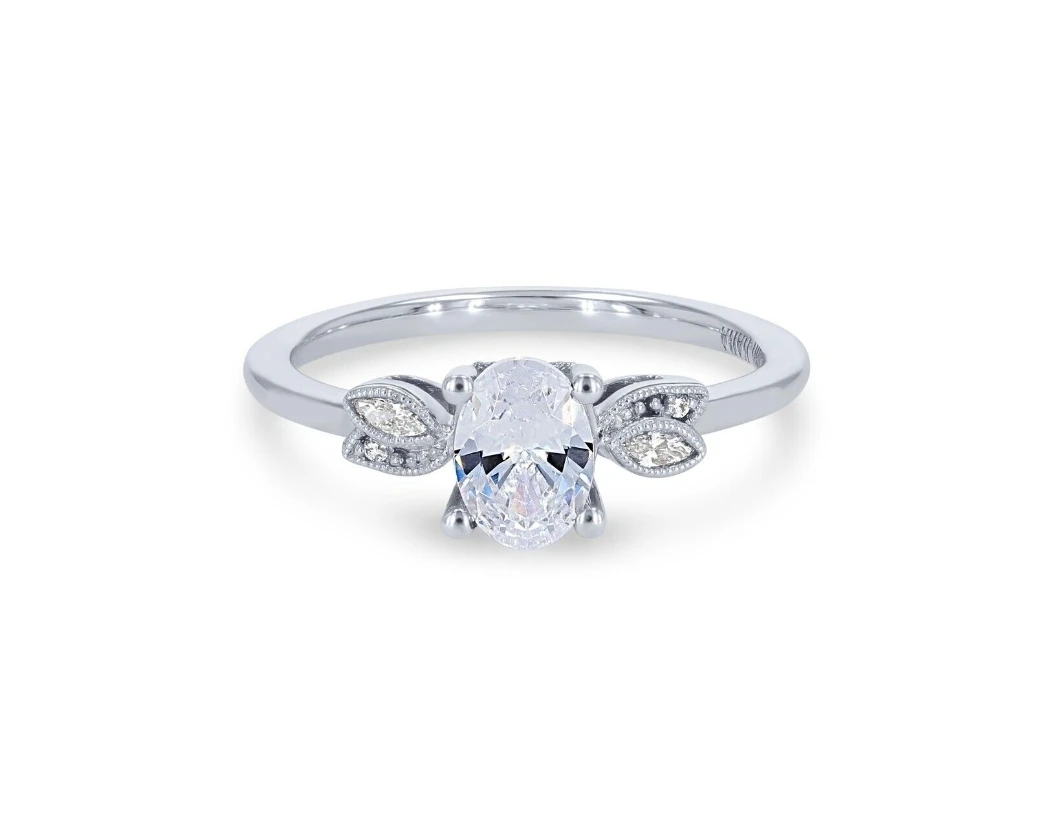 

0.65 Ct Divine Oval Cut IGI Lab Grown Diamond 14k White Gold Women Ring For Proposal DEF VS-VVS CVD HPHT Diamond