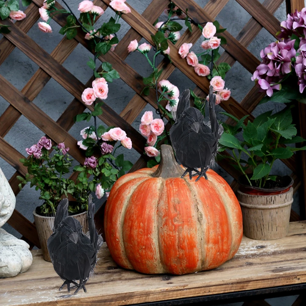 

3 Pcs Crow Ornament Desktop Decorations Decors Black Ornaments Fake Models
