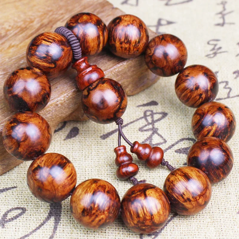 

Laotian Huanghuali wood bracelet with burl patterns, Buddhist beads, unisex bracelet, similar to sea yellow wood, gift for leade