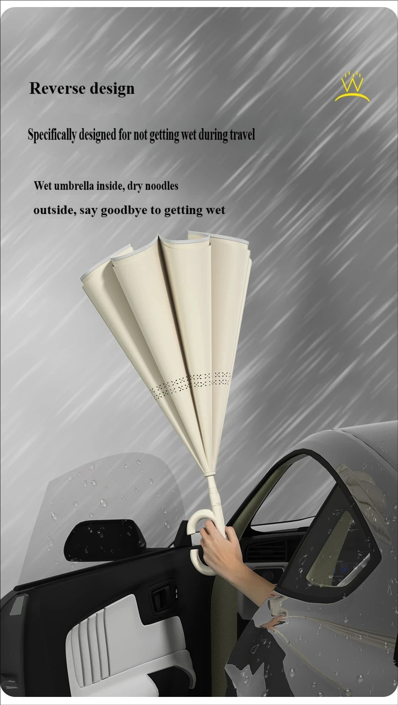 Manual Double-layer Reverse Umbrella, Large Size, Car-mounted, Long Handle Straight Umbrella, Sun & Rain Dual Use for Men, Women