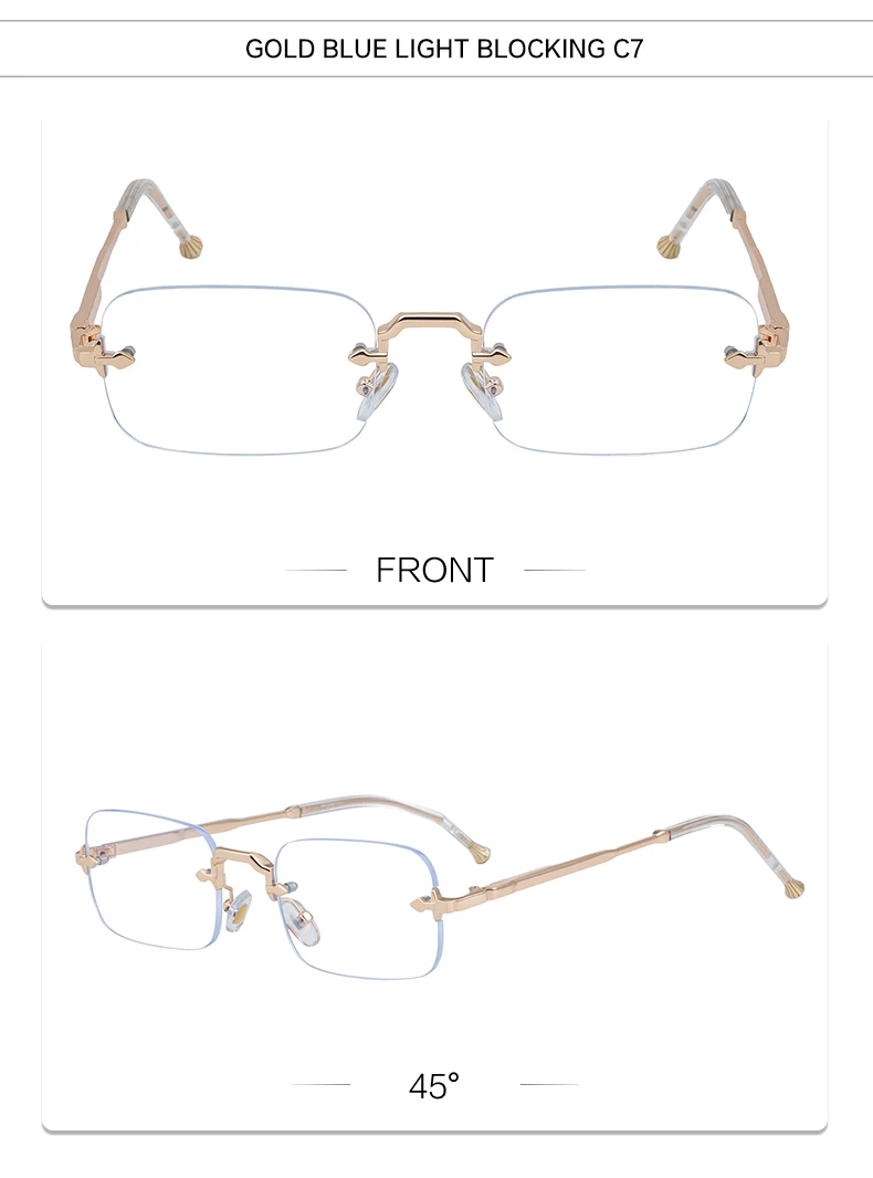 Kleine Rahmen Rechteck Randlose Punk Sonnenbrille Männer 2025, Luxus Marke Vintage Metall Sonnenbrille Für Männliche Klassische Shades UV400 – Detail 23