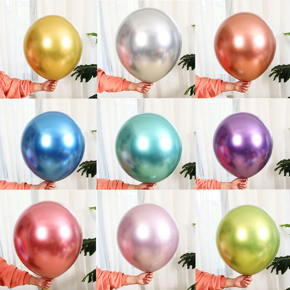 

1/2Pcs 18Inch Balloon Chrome Metallic Latex Gold large Balloons white Wedding Decor Helium Balloon Happy Birthday Party Supplies