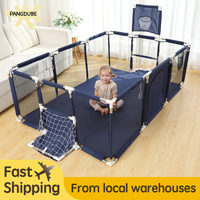 PANGDUBE Baby Playpen Large Baby Safety Fence Activity Center for Toddlers Indoor Playground with Soccer Goal & Basketball Hoop