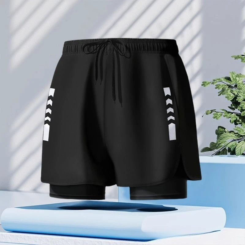 American-Style Fitness Sports Shorts for Men Running Pants with an Inner Lining Fake Two-Piece Design Training Shorts