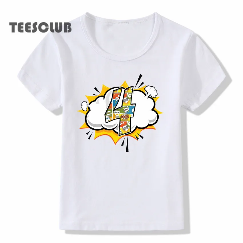 Fashion Children Explosion Cloud Numbers 1-9 Children's First Birthday T-shirt Birthday Party T-shirt Boys Clothes