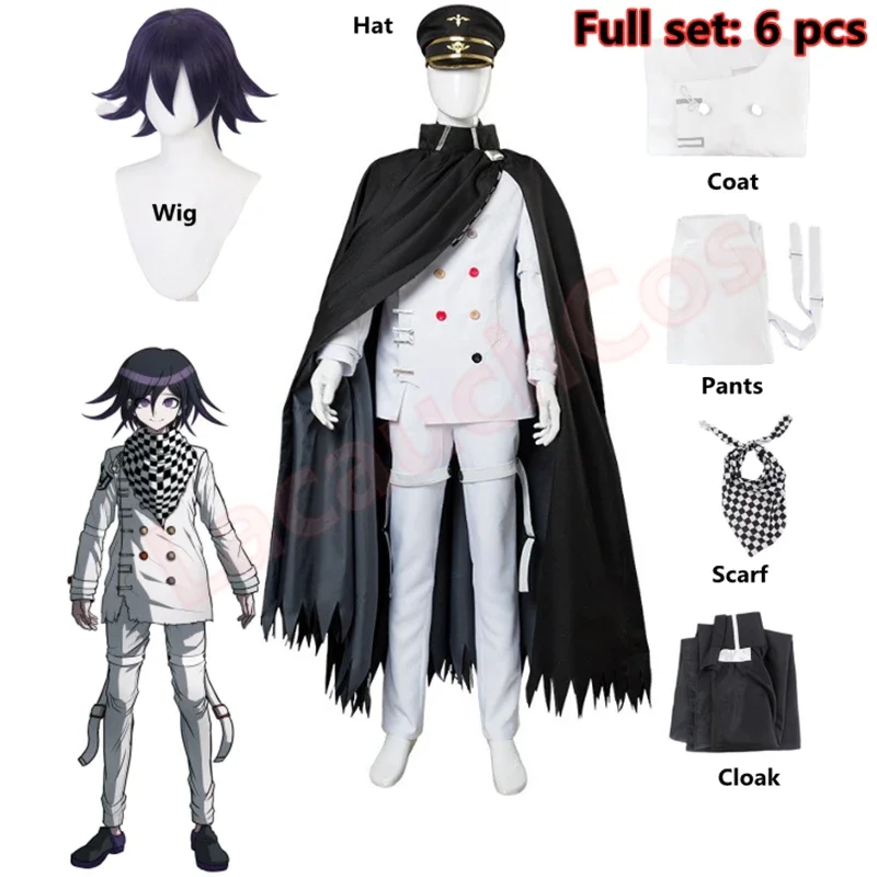 AnimeDanganronpa V3: Killing Harmony Kokichi Oma President Cosplay Costume White Long Sleeve Trousers Halloween Carnival Hat Wig