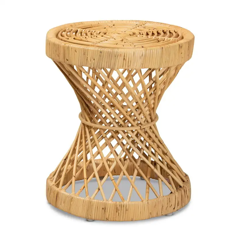 Seville Circular Rattan End Table, Natural