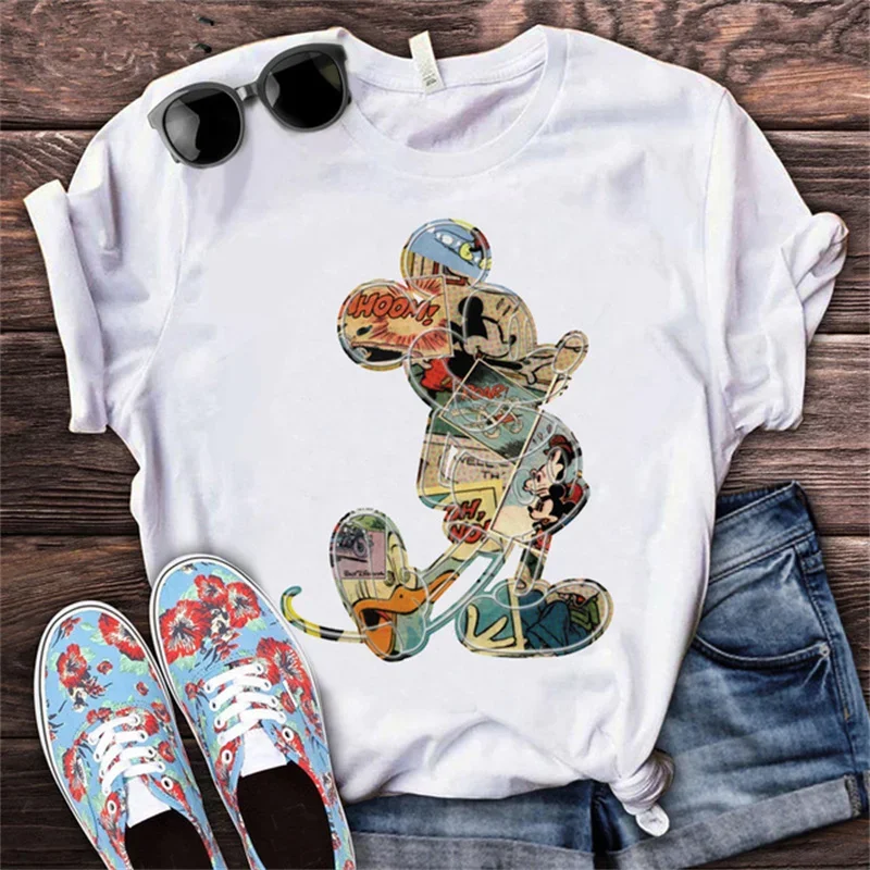 Mickey Mouse Disney Print T-shirt Women Harajuku Aesthetic Streetwear Short Sleeve T Shirt Summer Fashion Female Clothing Tops