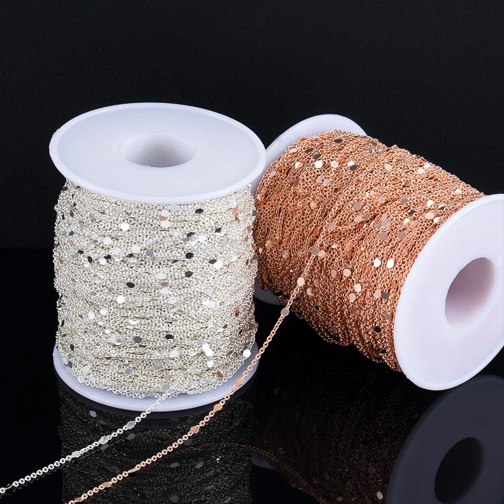 10Meters 2Meters 1Meter Fashion Sequins Chain for Bracelets Necklaces Copper Chains Jewelry Making Components Craft DIY Findings