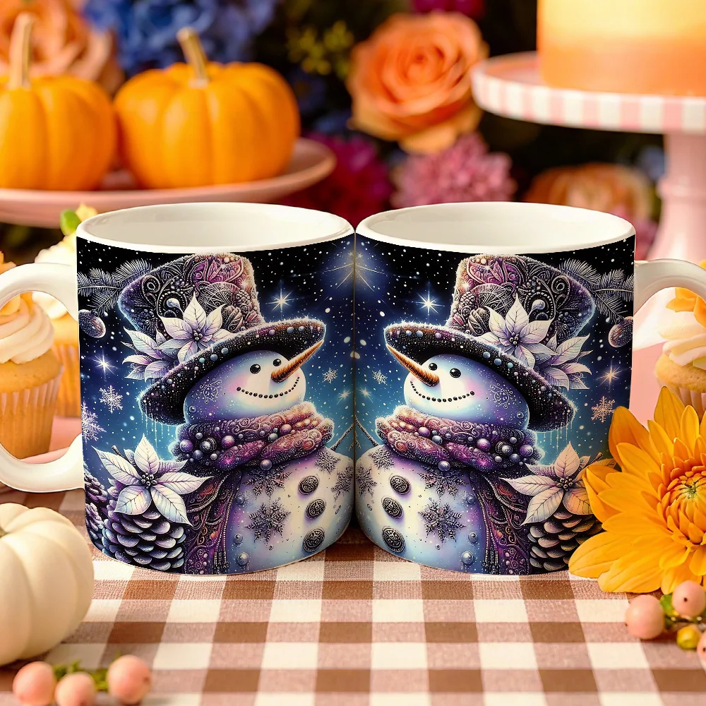 1pc Snowman-Themed Coffee Mug with Snowman Face & Winter Hat - Festive Hot Beverage Cup for Christmas Gifts, Winter Drinkware for Home, Office, & s - Cute Holiday Party Supplies (Snowmen Pattern)