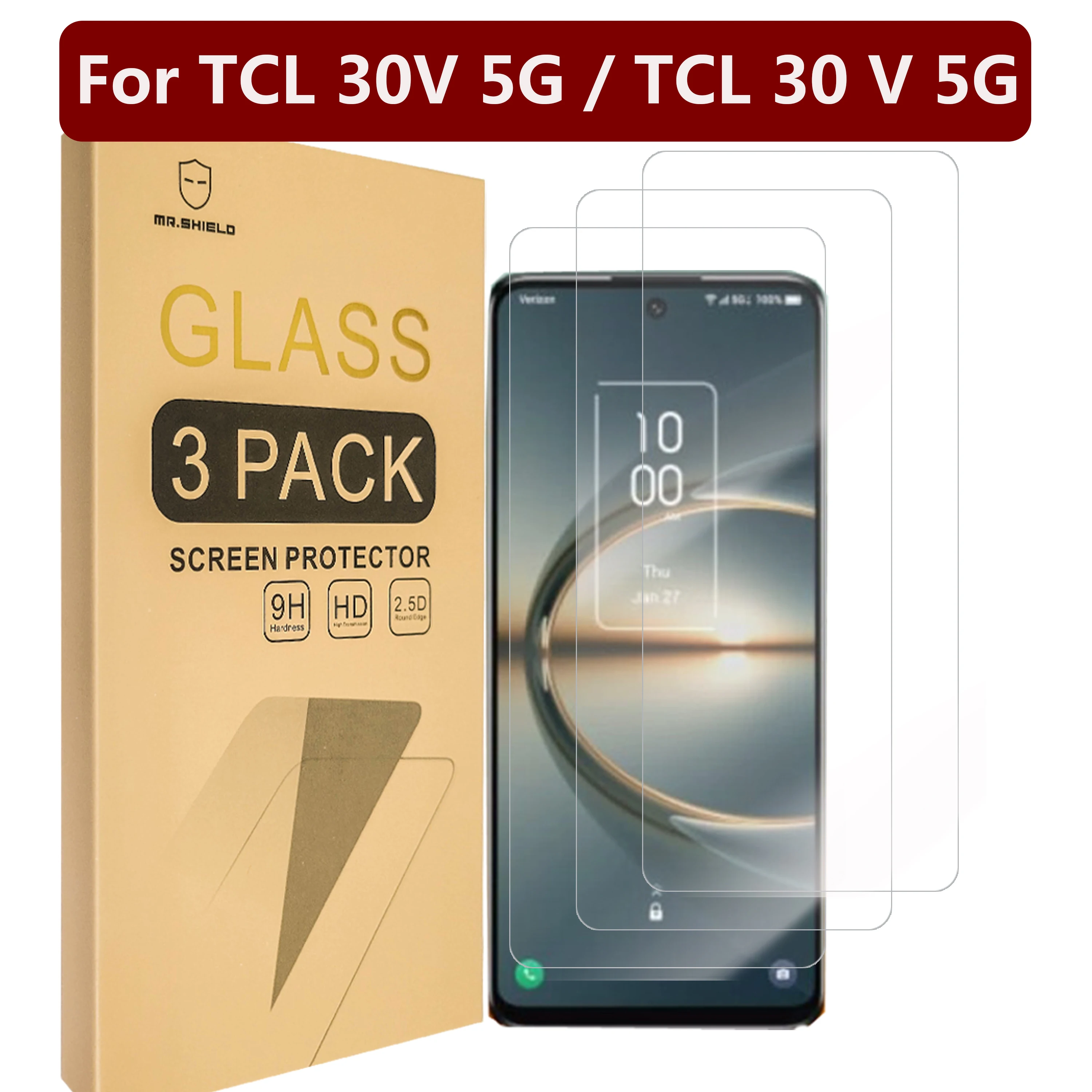 

Mr.Shield [в 3 упаковках] предназначен для TCL 30V 5G / TCL 30 V 5G [закаленное стекло] [Японское стекло с твердостью 9H] Защитная пленка для экрана