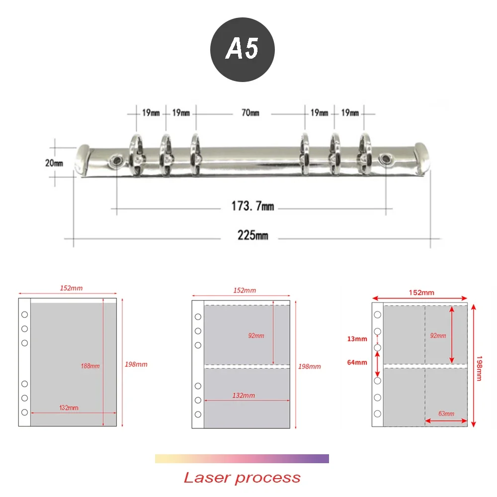 10 Sheets A5 6 Ring Clear Laser Binder Refills 1 2 4 Pockets Sleeves Toploader Budget Photocards Card Book Notebook Photo Album